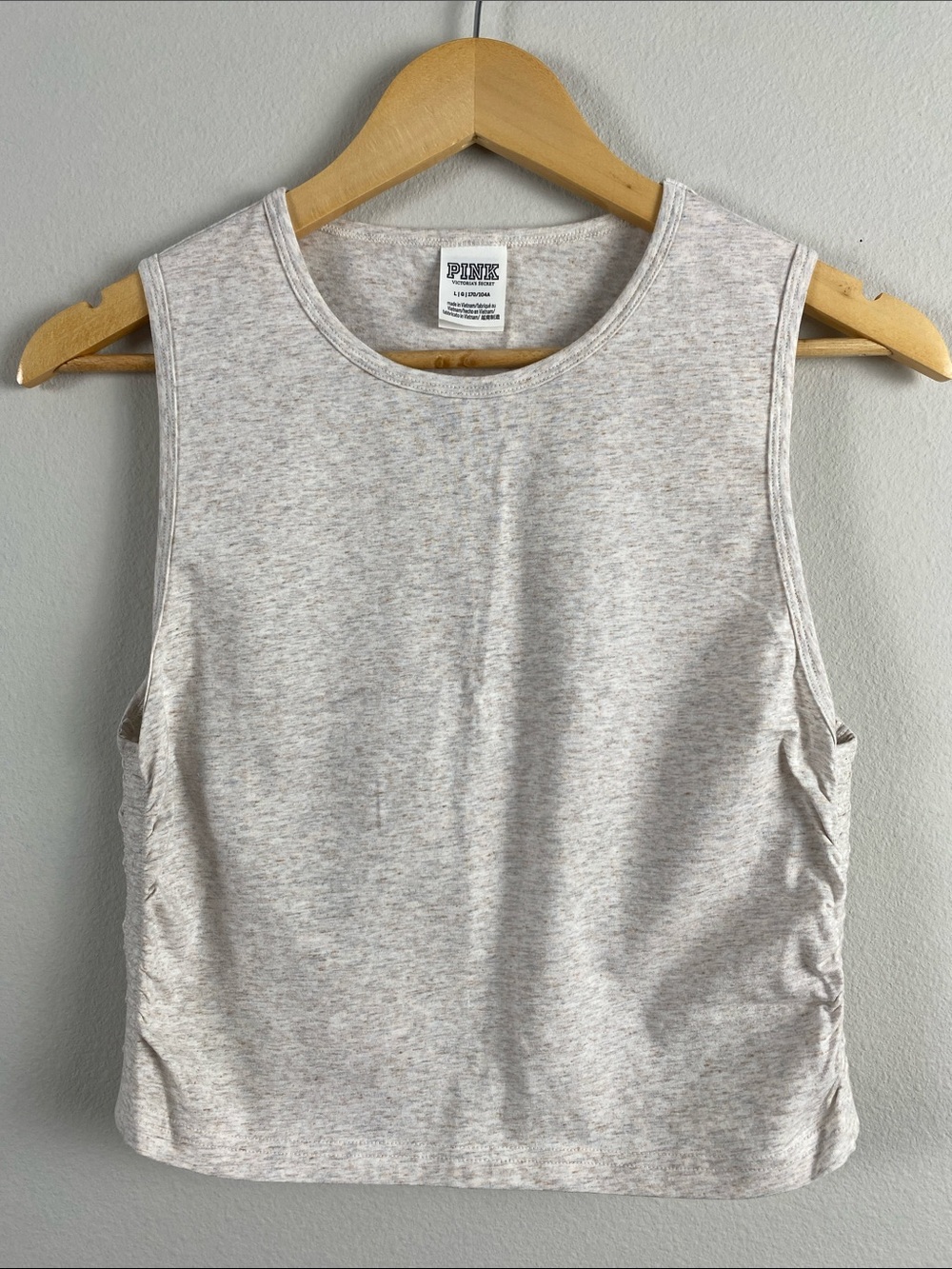 Victorias Secret PINK Ruched Side Cropped Tank Top | Greige Heather
